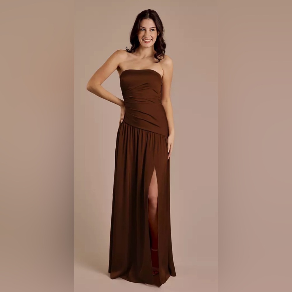 Galina Signature-David’s Bridal Matte Satin Drop-waist NWT Chocolate 10
